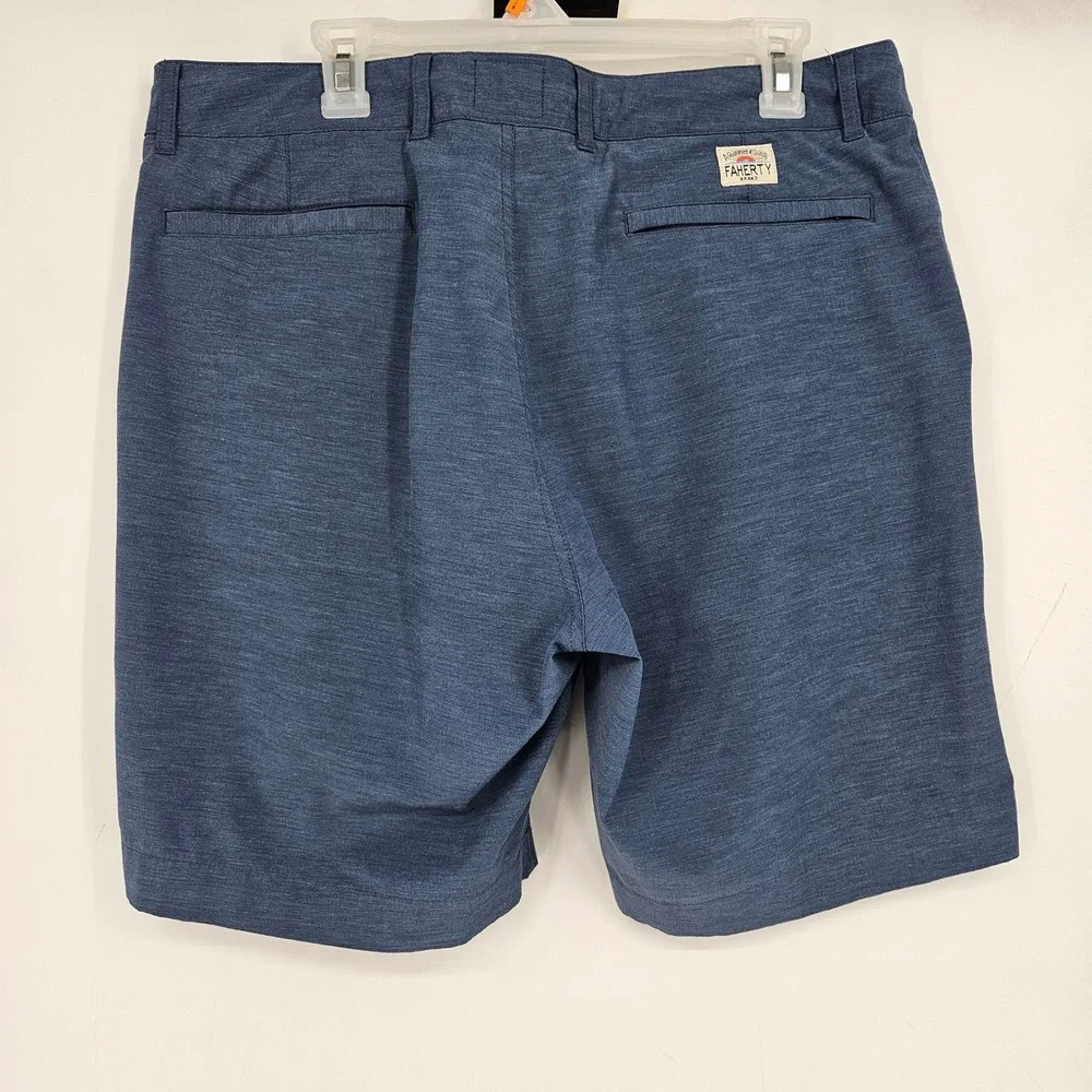 Faherty All Day Shorts Mens 35 Blue Performance Stretch Summer Casual Chino